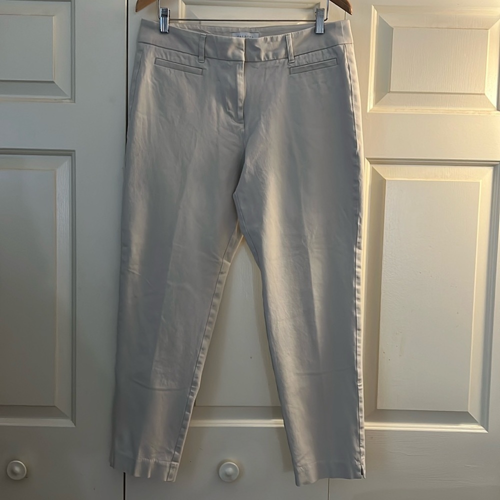 Talbots curvy stretchy ankle pants Beige Size 12 Ankle Vent Flat Front and Back